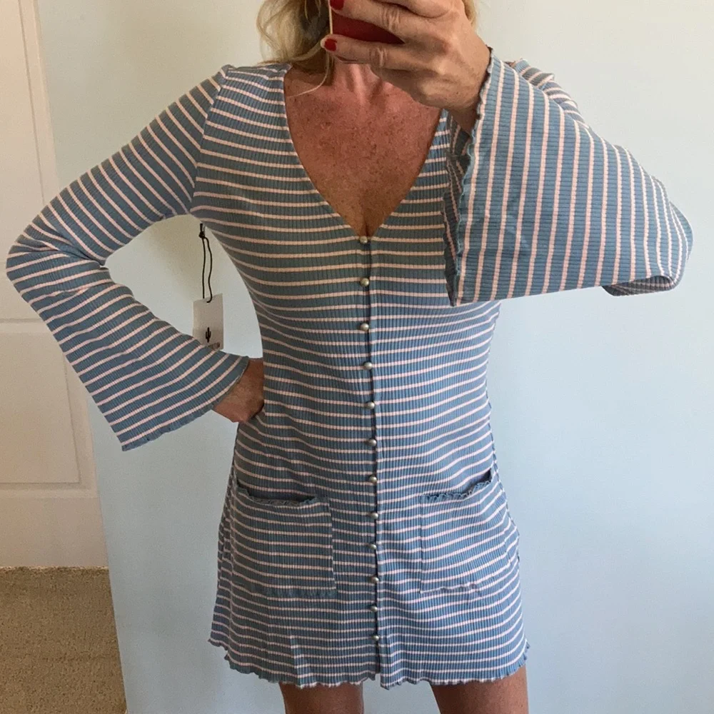 Blue & Pink Stripe Mini Dress - Picture 1 of 11